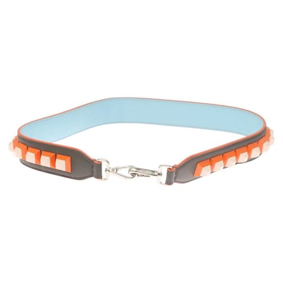 FENDI Strap You Shoulder Strap Leather Gray Auth - Picture 2 of 7